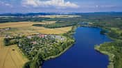 Campingpark LuxOase, Vogelperspektive, Luftaufnahme, See, Natur