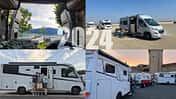 Collage der Highlights 2024. Vier szenische Bilder aus dem Campingurlaub.