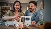 Young couple saving money for camper van road trip