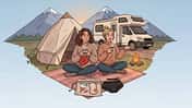 menstruation, camping, illustration