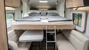 Frankia Neo Liner 6.6 H (2027) – elektrisches Hubbett ausgeklappt, Längsbett für zwei Personen, 2 Meter Länge, Wohnraum wird Schlafzimmer